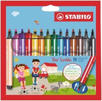 Viltstift STABILO Trio Scribbi 368/14 assorti etui à 14 stuks