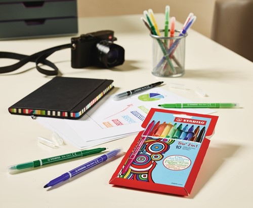 Viltstift STABILO Trio 2 in 1 assorti etui à 10 stuks-3