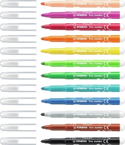 Viltstift STABILO Trio Jumbo 380/12 extra large assorti etui à 12 stuks-1