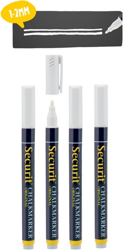 Krijtstift Securit SMA-100 rond wit 1-2mm blister à 4 stuks-1