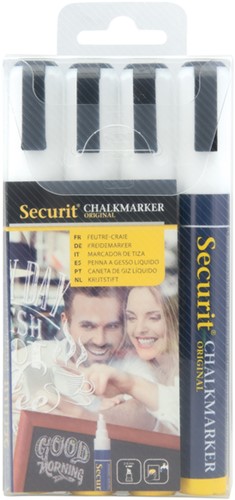 Krijtstift Securit SMA-510 schuin wit 2-6mm blister à 4 stuks