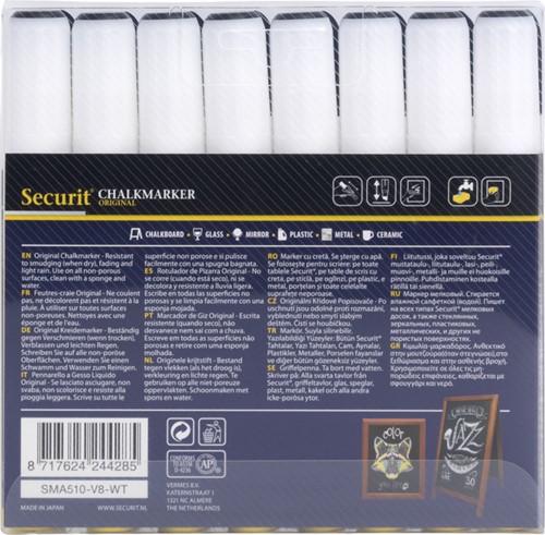 Krijtstift Securit SMA-510 schuin wit 2-6mm blister à 8 stuks-2