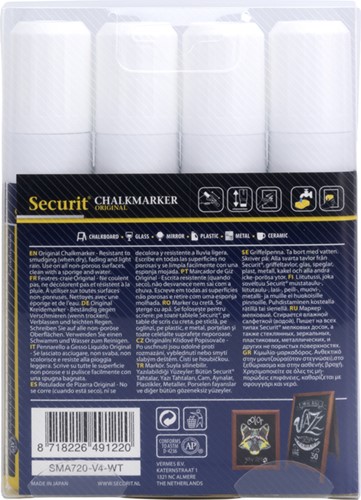 Krijtstift Securit SMA-720 blok wit 7-15mm blister à 4 stuks-2