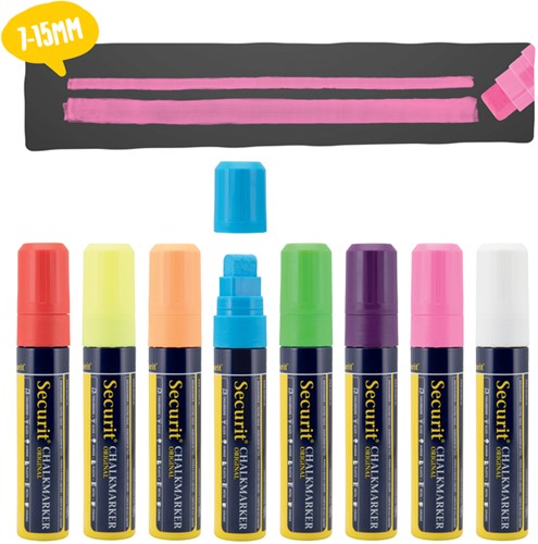 Krijtstift Securit SMA-720 blok ass 7-15mm blister à 8 stuks-8