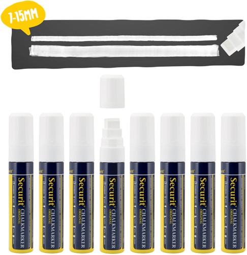 Krijtstift Securit SMA-720 blok wit 7-15mm blister à 8 stuks-1