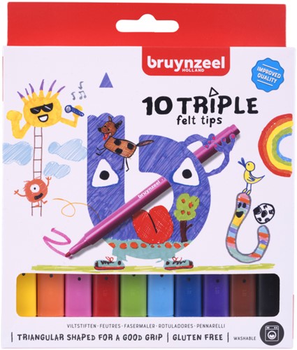 Viltstift Bruynzeel Kids Triple assorti 10 stuks