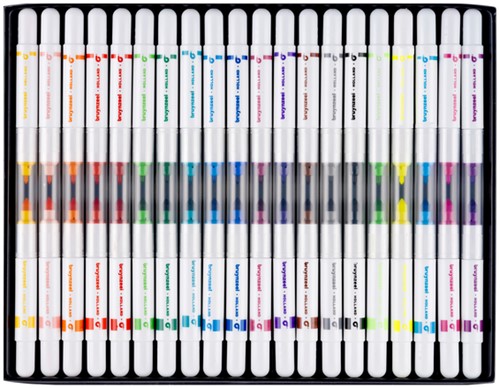 Viltstift Bruynzeel Kids Twin Point set à 20 kleuren-2