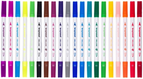 Viltstift Bruynzeel Kids Twin Point set à 20 kleuren-2