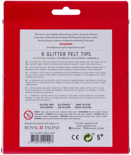 Viltstift Bruynzeel Kids assorti glitter 6 stuks-3