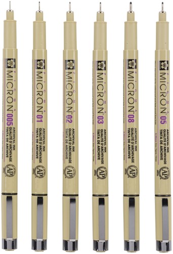 Fineliner Sakura pigma micron set 6stuks zwart-1