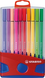 Viltstift  STABILO Pen 68/20 ColorParade in rood/blauw etui M ass 20st