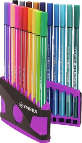Viltstift  STABILO Pen 68/20 ColorParade in antr/roze etui M ass 20st-2