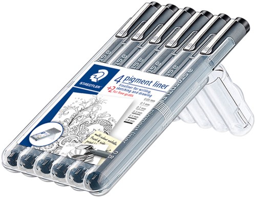 Fineliner Staedtler Pigment 308 zwart set 4+2 gratis-3