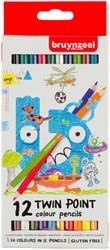 Kleurpotlood Bruynzeel Kids Twin Point set à 12 kleuren