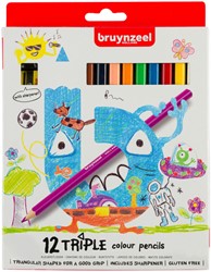 Kleurpotloden Bruynzeel Kids Triple assorti 12 stuks