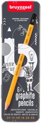 Grafietpotlood Bruynzeel Burotek blik à 6 hardheden grijs