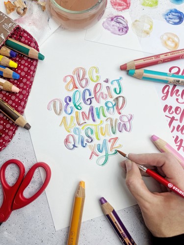 Kleurpotloden STABILO 880 woody 3 in 1 Arty + slijper+penseel ass 18st-3