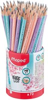 Grafietpotlood Maped Black'Peps met gum pot à 72 stuks pastel