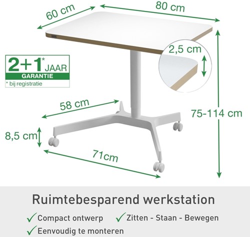 Zit-sta bureau Leitz Ergo compact wielen-11