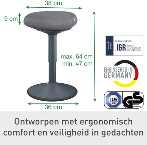 Actieve zitkruk Leitz Ergo met comfortzitting-12