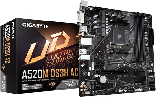 GIGABYTE A520M DS3H AC moederbord AMD A520 Socket AM4 micro ATX