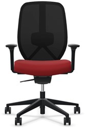 Bureaustoel Köhl Kanseo 3D armlegger, synchr.mech., zitdiepteverstelling, rood