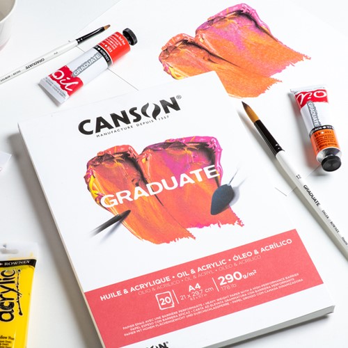 Schilderpapier Canson Graduate Oil & Acrylic 20vel 290gr A3 natuurlijk wit-2