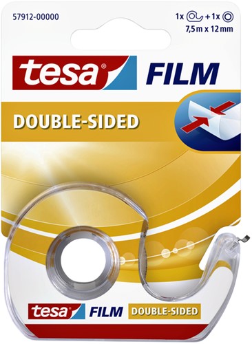 Tape tesafilm® dubbelzijdig  12mmx7,5m transparant met dispenser
