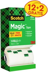 Plakband Scotch Magic 810 19mmx33m onzichtbaar mat 12+2 gratis