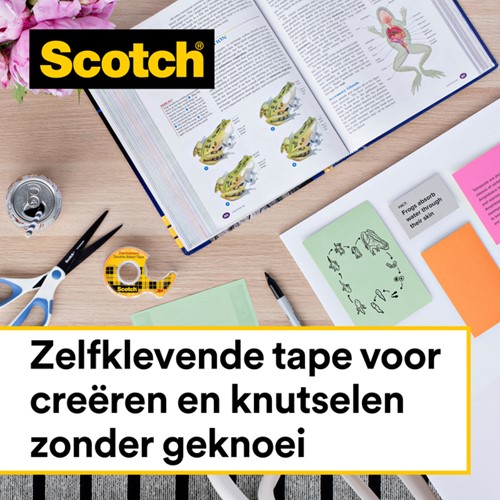 Plakband Scotch 665 12mmx6.3m dubbelzijdig + afroller-3