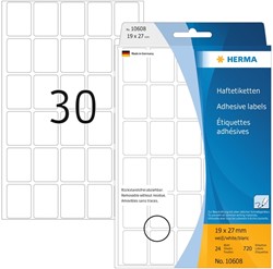 Etiket HERMA 10608 19x27mm verwijderbaar wit 720 etiketten