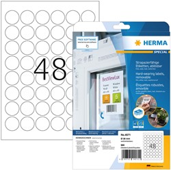 Etiket HERMA 4571 30mm rond folie wit 960 stuks