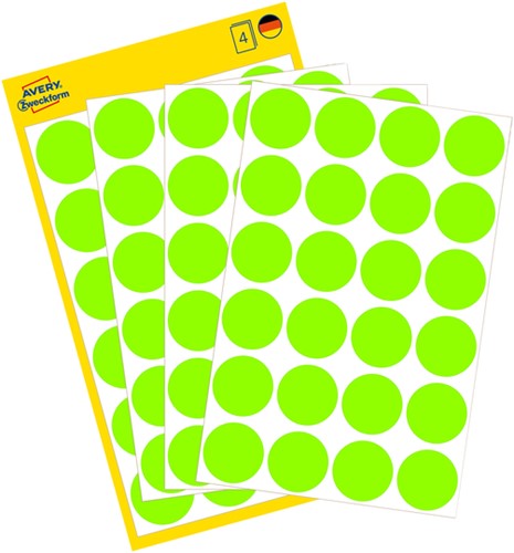 Etiket Avery 3174 rond 18mm lichtgroen 96 stuks