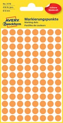 Etiket Avery Zweckform 3178 rond 8mm oranje 416 etiketten