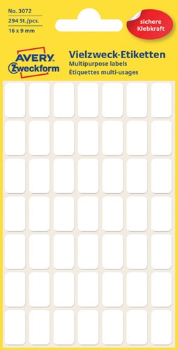 Etiket Avery Zweckform 3072 16x9mm wit 294 etiketten