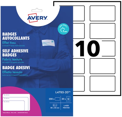 Naambadge etiket Avery L4785-20 80x50mm 200 etiketten-3