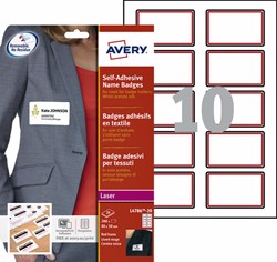 Naambadge etiket Avery L4786-20 80x50mm rood kader 200 etiketten