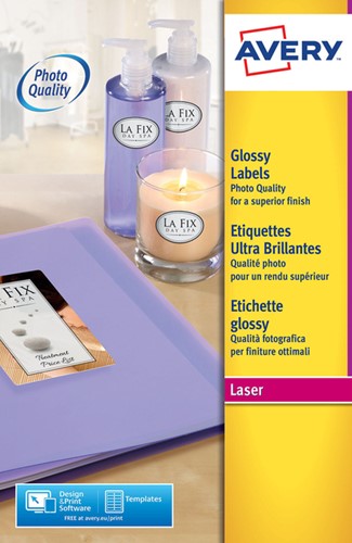 Etiket Avery L7767-40 210x297mm A4 hoogglans wit 40 etiketten