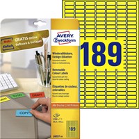 Etiket Avery L6037-20 25.4x10mm geel 3780 stuks