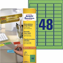 Etiket Avery L6040-20 45.7x21.2mm groen 960 stuks