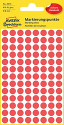 Etiket Avery Zweckform 3010 rond 8mm rood 416 etiketten