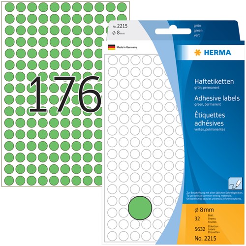 Etiket HERMA 2215 rond 8mm groen 5632 stuks-3