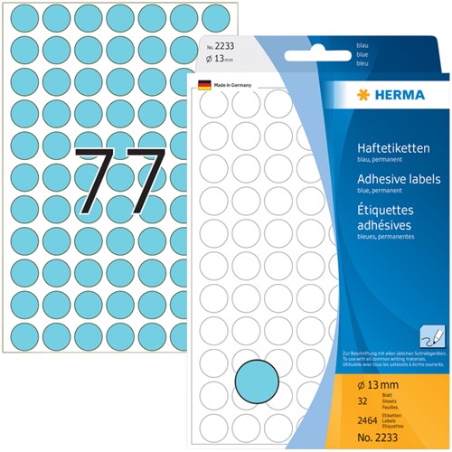 Etiket HERMA 2233 rond 13mm blauw 2464stuks-3
