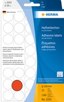 Etiket HERMA 2252 rond 19mm rood 1280 stuks