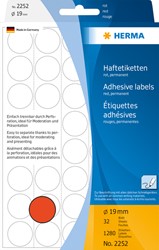 Etiket HERMA 2252 rond 19mm rood 1280 stuks