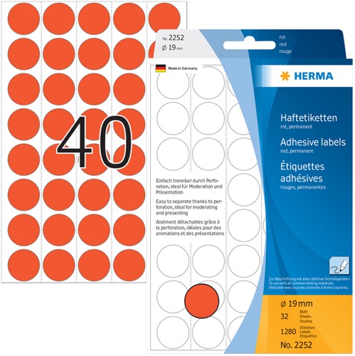 Etiket HERMA 2252 rond 19mm rood 1280stuks-3