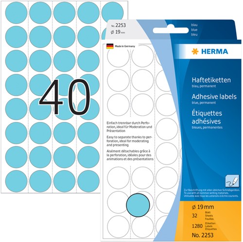 Etiket HERMA 2253 rond 19mm blauw 1280stuks-3