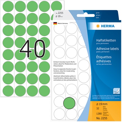 Etiket HERMA 2255 rond 19mm groen 1280stuks-2