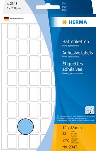 Etiket HERMA 2343 12x18mm blauw 1792 stuks