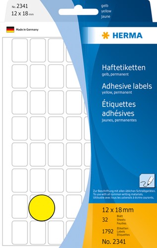 Etiket HERMA 2341 12x18mm geel 1792 stuks